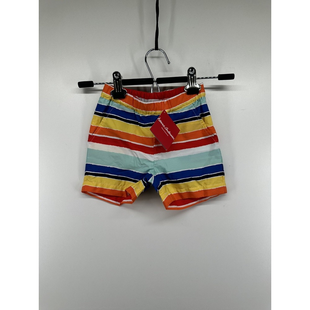 Hanna Andersson Boys Sunny Days Summer Beach Poplin Shorts Rainbow Stripes Sz 3